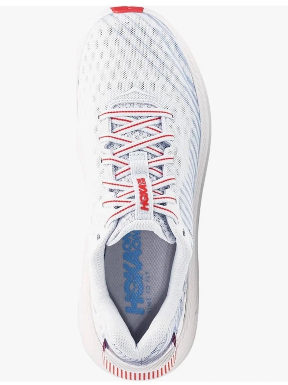 Hoka Women's Light Blue, White and Red Rincon Running Shoe